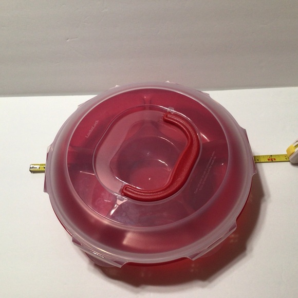 Lock n Lock Red Chip n Dip/ Veg Dip Slotted Bowl w Handle New in Original Box - Picture 3 of 9